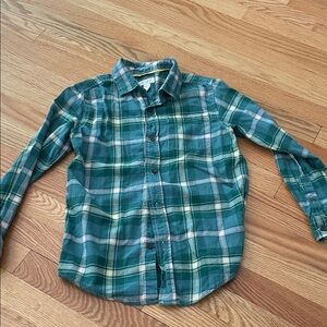 Cat & Jack Green and White Plaid Kids Button-Down Shirt